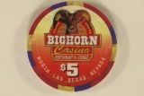 $5 BIG HORN CASINO CHIP NORTH LAS VEGAS, NEVADA