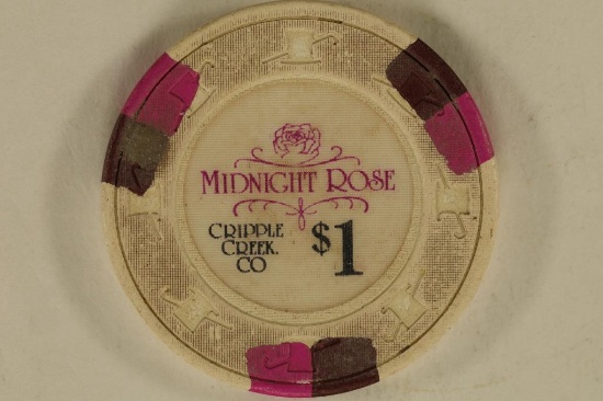 $1 MIDNIGHT ROSE CASINO CHIP CRIPPLE CREEK, CO
