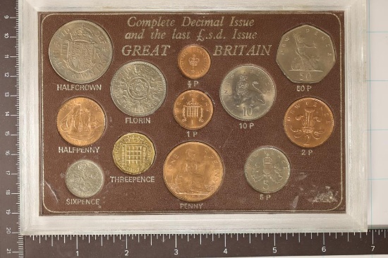 1967 GREAT BRITAIN 12 COIN UNC SET. COMPLETE