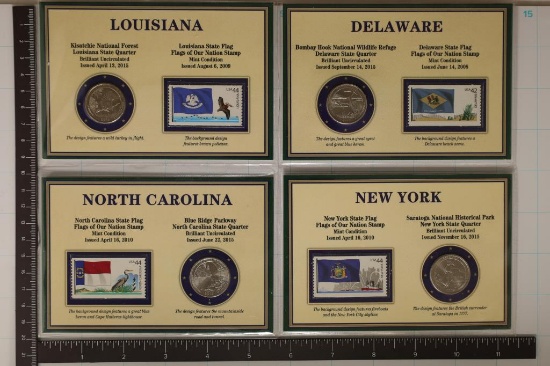 4 U.S. STATE QUARTER AND STAMP SETS:ALL ARE 2015-P
