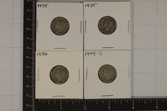 2-1935, 1936 & 1945-S SILVER MERCURY DIMES