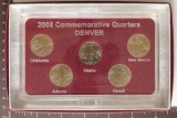 2008-D 5 COIN COMMEMORATIVE QUARTER SET IN BOX