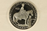 1988 COOK ISLAND SILVER PF $50 FRANCISCO CORONADO