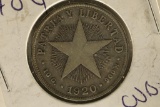 1920 CUBA SILVER 40 CENTAVOS .2984 OZ. ASW