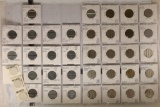 38 METAL VINTAGE FOREIGN TELEPHONE TOKENS: