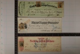 3-1800'S CANCELLED CHECKS WITH 2 CENT STAMPS:
