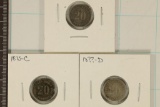 1875-A, 1875-C & 187?-D GERMAN SILVER 20 PFENNINGS