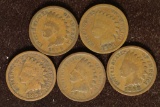 1890, 1891, 1893, 1895 & 1898 INDIAN HEAD CENTS
