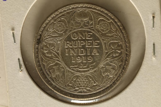 1919 INDIA BRITISH SILVER RUPEE UNC .3437 OZ. ASW