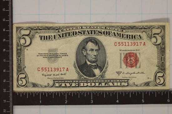 1953-B US $5 RED SEAL NOTE