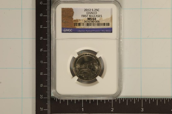 2012-S CHACO N.P. QUARTER NGC MS68 FIRST RELEASES