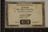 1792 FRANCE 10 LIVRES ASSIGNAT NOTE WITH SMALL