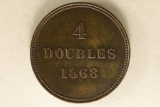 1868 GUERNSEY 4 DOUBLES COIN