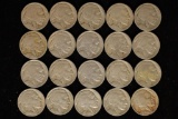 20 ASSORTED FULL/PARTIAL DATE BUFFALO NICKELS: