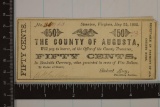 1862 COUNTY OF AUGUSTA 50 CENT OBSOLETE BANK NOTE