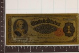 24KT GOLD FOIL REPLICA OF A 1891 US $1 SILVER