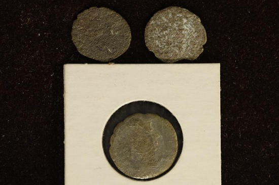 3 ROMAN ANCIENT COINS: 27 B.C - 285 A.D. & 2 LATE