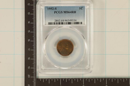 1952-S LINCOLN WHEAT CENT PCGS MS64RB