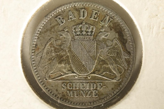 1870 GERMAN SILVER 3 KREUZER .0139 OZ. ASW