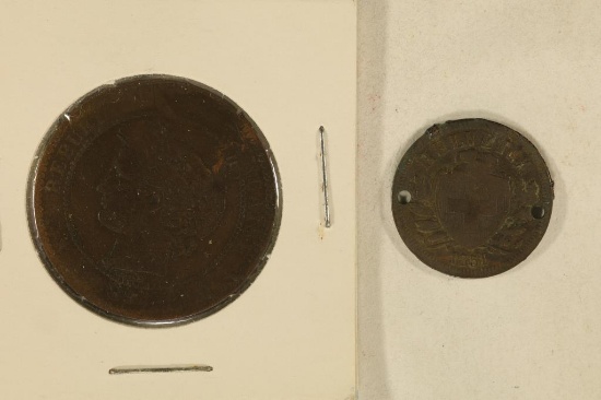 1851 SWITZERLAND 2 RAPPEN WITH HOLES AND 1894-A