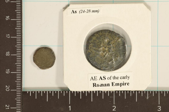 2 ROMAN ANCIENT COINS: EARLY AND LATE ROMAN
