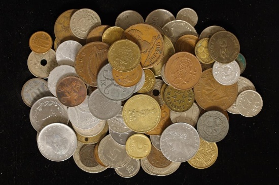 1 POUND OF ASSORTED FOREIGN COINS FUN TO GO