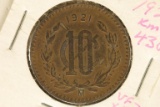 1921 MEXICO 10 CENTAVOS KM-430