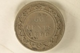 1899 NEWFOUNDLAND SILVER 50 CENTS .3504 OZ. ASW