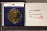 2010 AMERICAN SILVER EAGLE PARTIALLY GOLD PLATED.