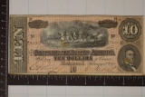 1864 CONFEDERATE STATES OF AMERICA $10 BILL. HAND