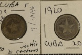 2-1920 CUBA SILVER 20 CENTAVOS .2894 OZ. ASW