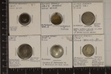 6 SILVER  ALTERED US DIMES: 1849, 1854 SILVER