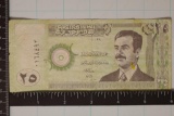 2001 IRAQ 25 DINAR BILL WITH SUDDAM HUSSAIN ON