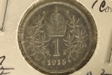 1915 AUSTRIA SILVER 1 CORONA .1342 OZ. ASW AU+
