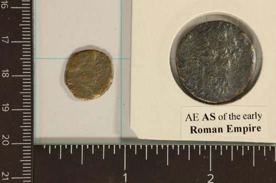 2 ROMAN ANCIENT COINS:  EARLY AND LATE EMPIRE