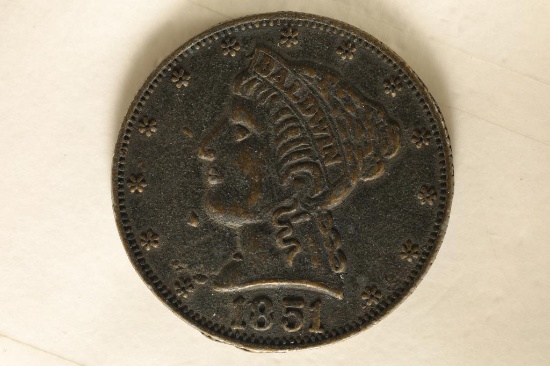 REPLICA OF AN 1851 SMV CALIFORNIA $20 GOLD PIECE