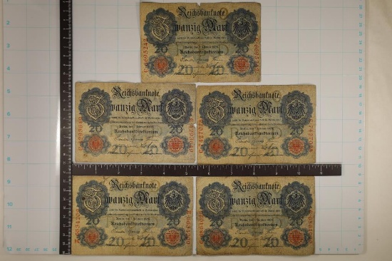 5-1908 GERMAN 20 MARK BILLS