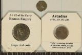 3 ROMAN ANCIENT COINS: 383-406 A.D. ARCADIUS,