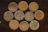 10 ASSORTED INDIAN HEAD CENTS:1890, 2-1891, 2-1892