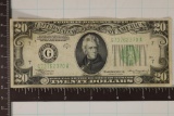 1934-A US $20 FRN, GREEN SEAL SOME PINHOLES