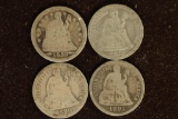 1853, 88, 90 & 1891 SILVER SEATED LIBERTY DIMES