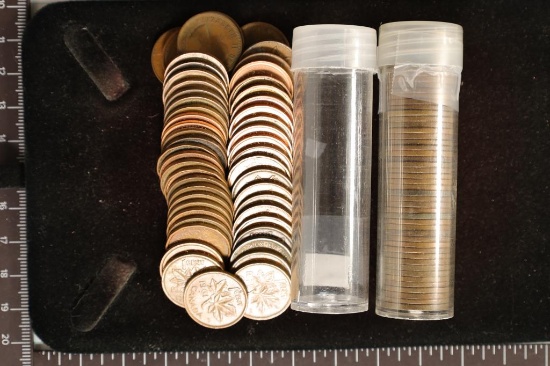 2 ROLLS OF CANADA 1 CENT COINS: 1941 - 2001.