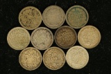 10 NETHERLANDS SILVER 10 CENTS 1917,1919,1925,