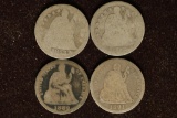 1853, 1857, 89 & 1891 SILVER SEATED LIBERTY DIMES