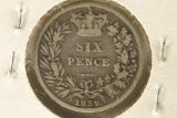 1839 GREAT BRITAIN SILVER 6 PENCE .0895OZ. ASW
