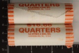 2 SOLID DATE ROLLS OF US BU STATE/N.P QUARTERS