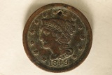 1849 US LARGE CENT WITH HOLE