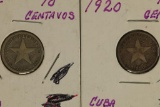 1915 & 1920 CUBA SILVER 10 CENTAVOS .1446 OZ. ASW