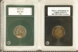 2 SLABBLED JEFFERSON NICKELS: 1972-D MS65 AND