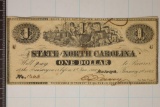 1863 STATE OF NORTH CAROLINA $1 OBSOLETE BANK NOTE